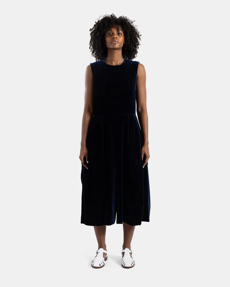 Comme des Garçons Women's Navy Velvet Jumpsuit Blue Jumpsuits Dress Navy