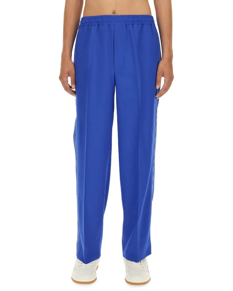 Gucci Crossover Wool-Mohair Trousers — Blue Blue