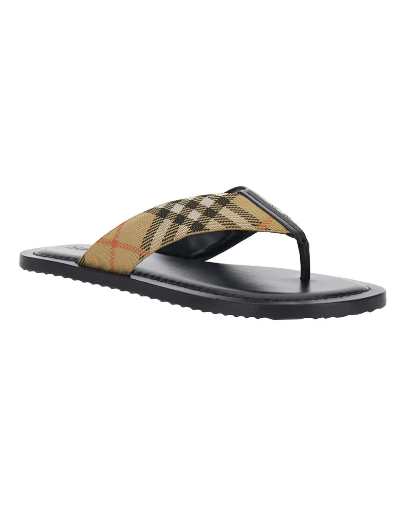 Burberry Men's Flip-Flops Beige Tech Fabric Polyamide Shoe Beige