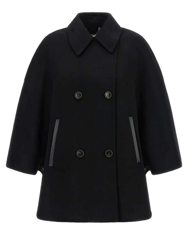 Max Mara Cashmere Double-Breasted Cape — Black Black