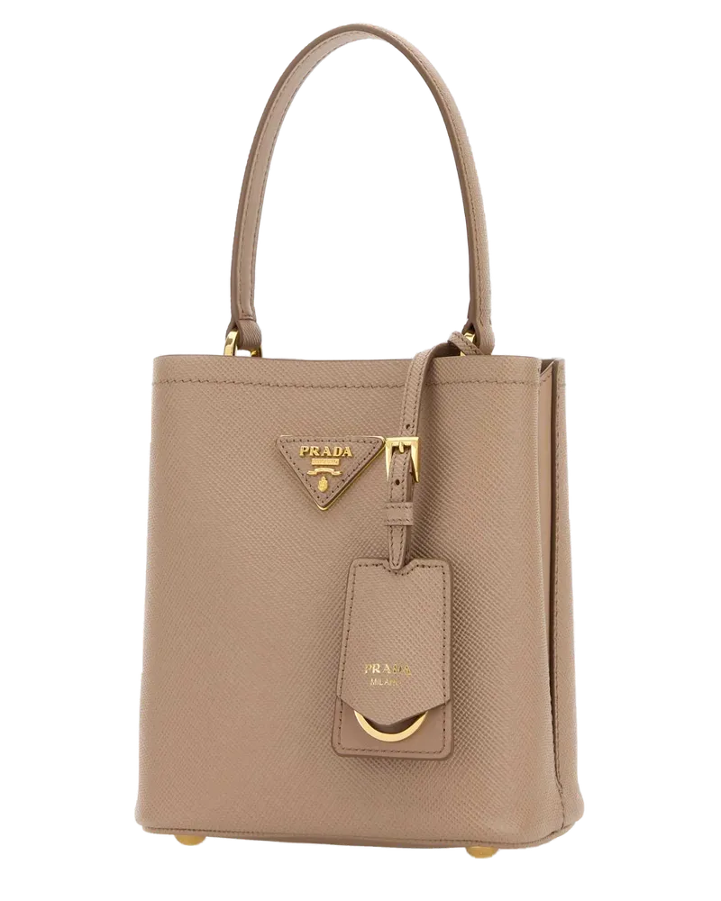 Prada Secchiello Calfskin Leather Shoulder Bag — Beige Beige
