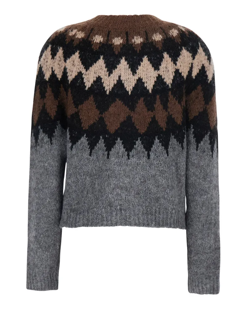 TELA Women V-Neck Sweater Eiko Multicolour Tops Top Gray