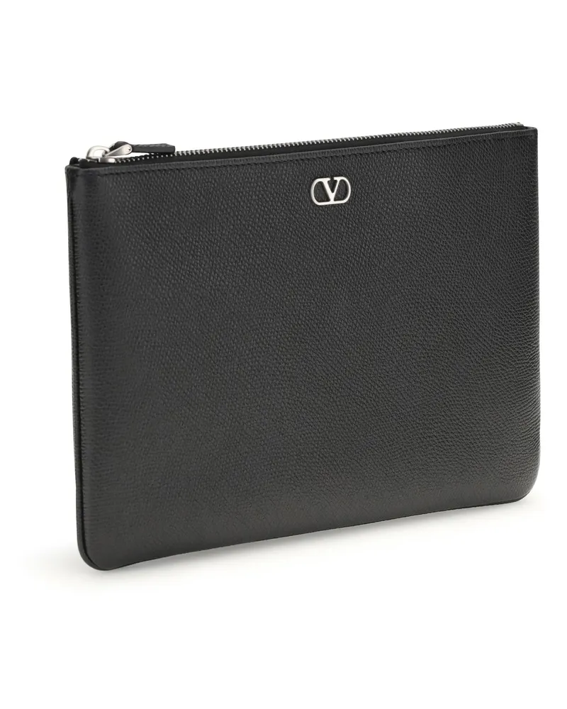 Valentino Garavani Leather VLogo Card Case — Black Black