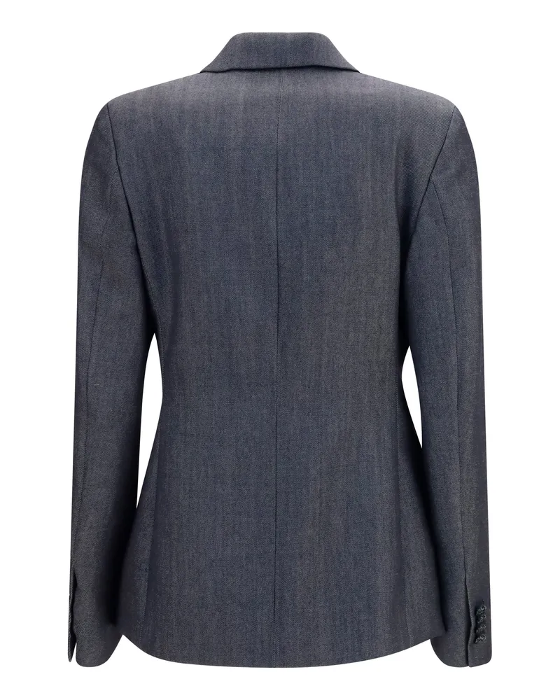 Balenciaga Women's Double-Breasted Wool Blazer Dark Navy Merino Ovis Aries Jacket Dark