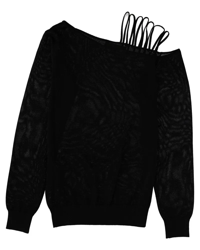 Circus Hotel Lamé Yarn Viscose Knit Knit Top — Black Black