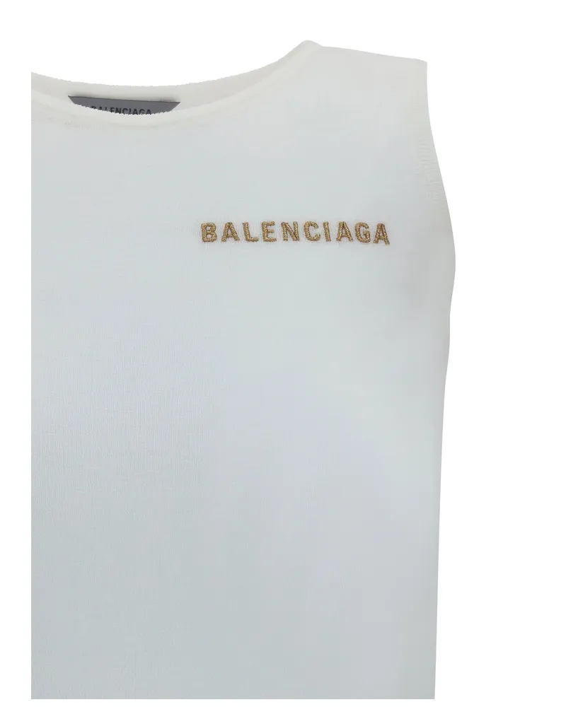 Balenciaga Women Logo Tank Top White Full Cotton White