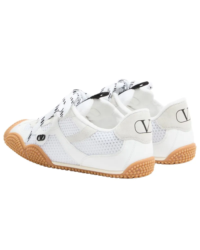 Valentino Garavani Women's Amphibious Sneakers Rubberised Calfskin White Calf Leather Trainers White