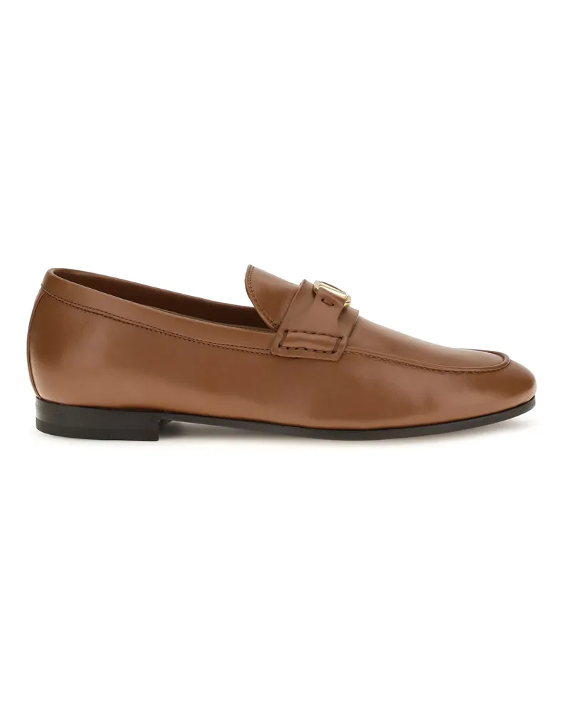 Valentino Garavani Women's Loafers Vlogo Signature Tobacco Nappa Leather Calf Tobacco