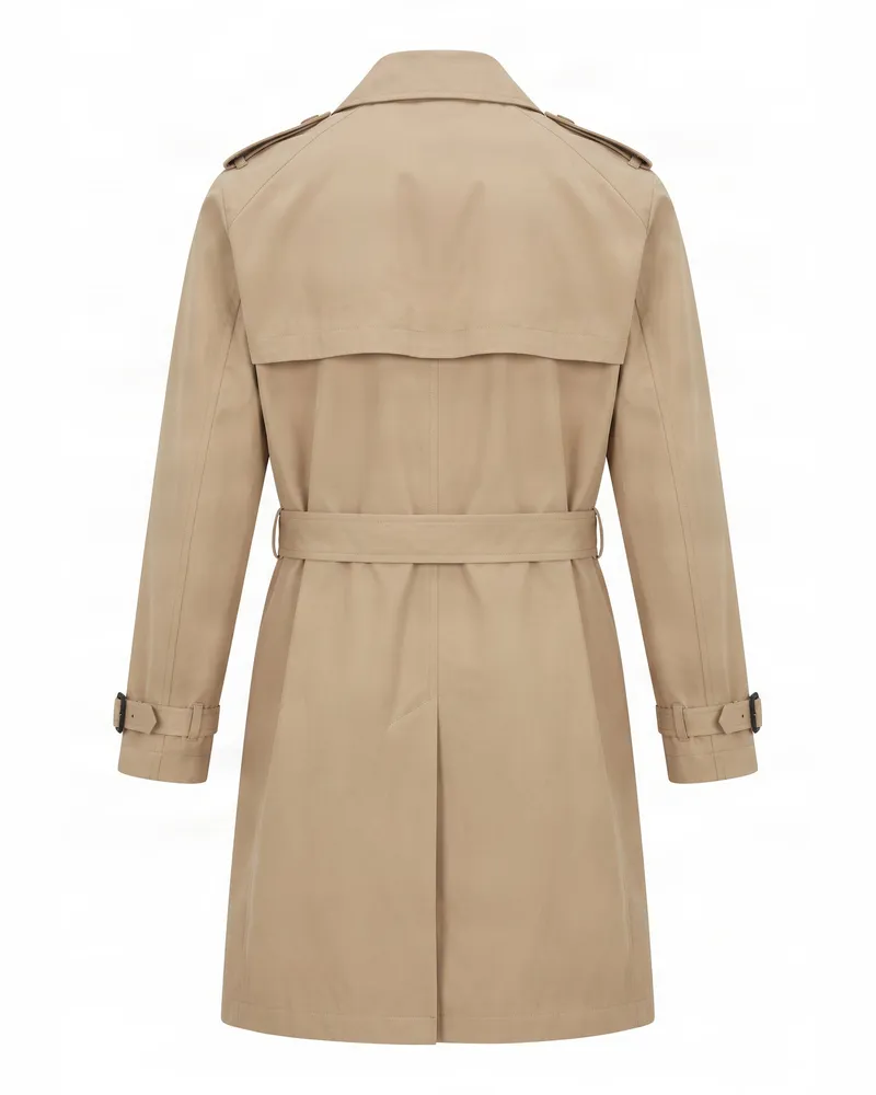 HUGO BOSS Double-Breasted Cotton Trench Coat — Beige Beige