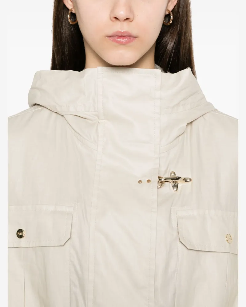 Fay Linen-Cotton Blend Parka — Ecru Ecru