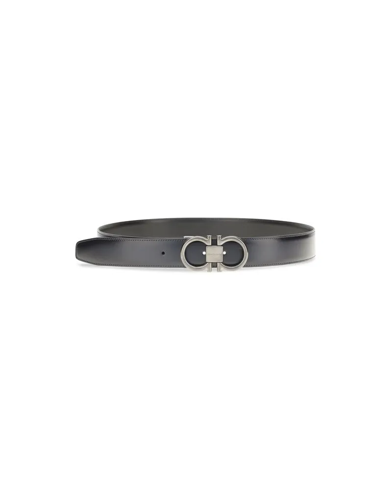 Ferragamo Reversible Calf Leather Belt — Navy Navy