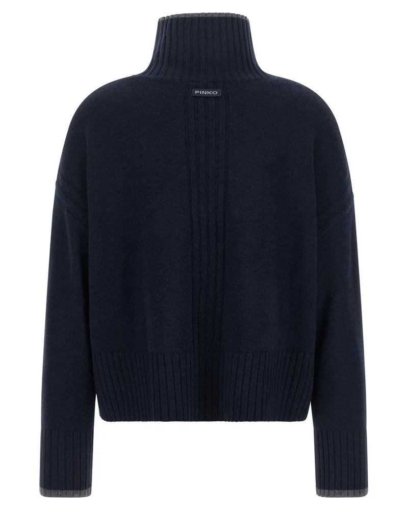 Pinko Wool-Cashmere Blend Turtleneck Sweater — Navy Navy