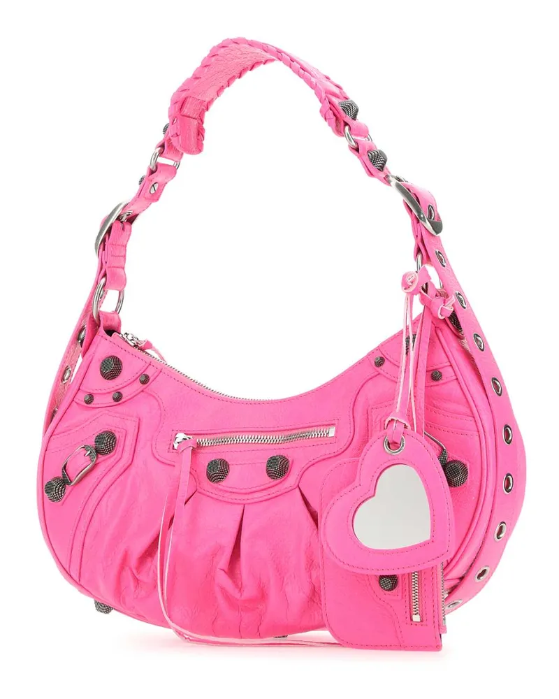 Balenciaga Women's Fluo Pink Nappa Leather Le Cagole S Shoulder Bag Borse A Mano Pink