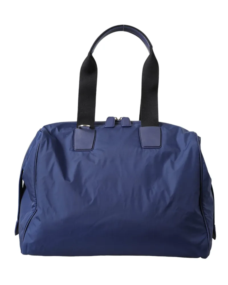 Dolce & Gabbana Men's Blue Nylon Calfskin Hand Shoulder Duffel Bag Blue