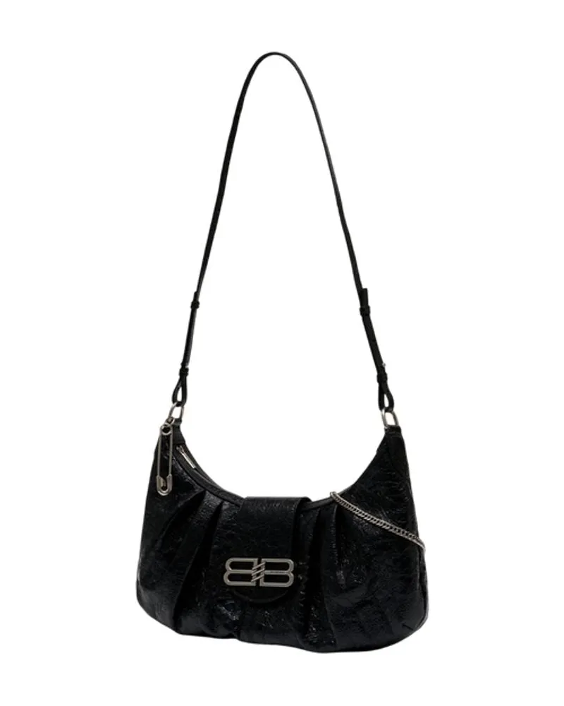Balenciaga Women's Pamela Shoulder Bag -  Leather Black Lambskin Shoulder-Hobo-Bags Black