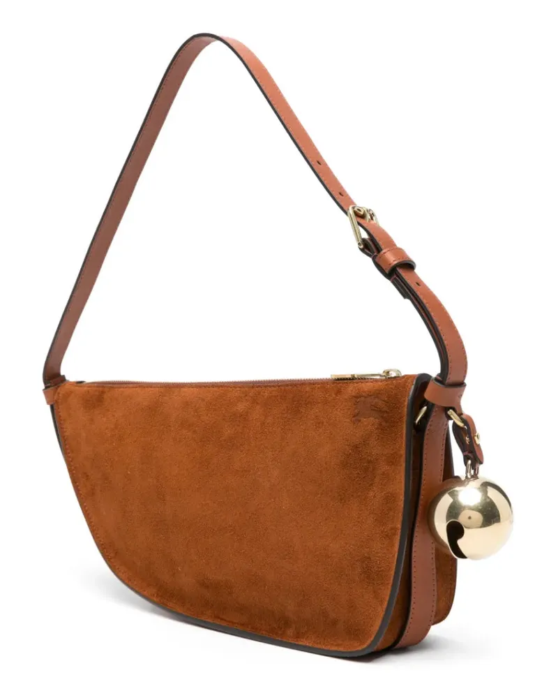 Burberry Women's Suede With Charm Detail Shoulder Bag Brown Bos Taurus Brown