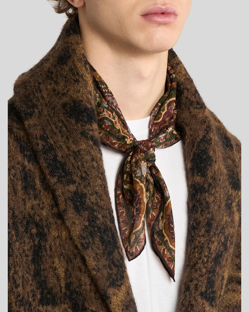 Etro Paisley Houndstooth Silk-Blend Scarf — Green Green
