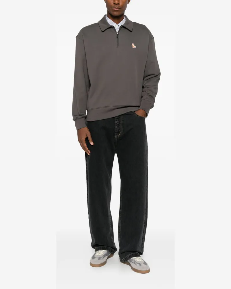 Kitsuné Embroidered Logo Sweatshirt — Grey Grey