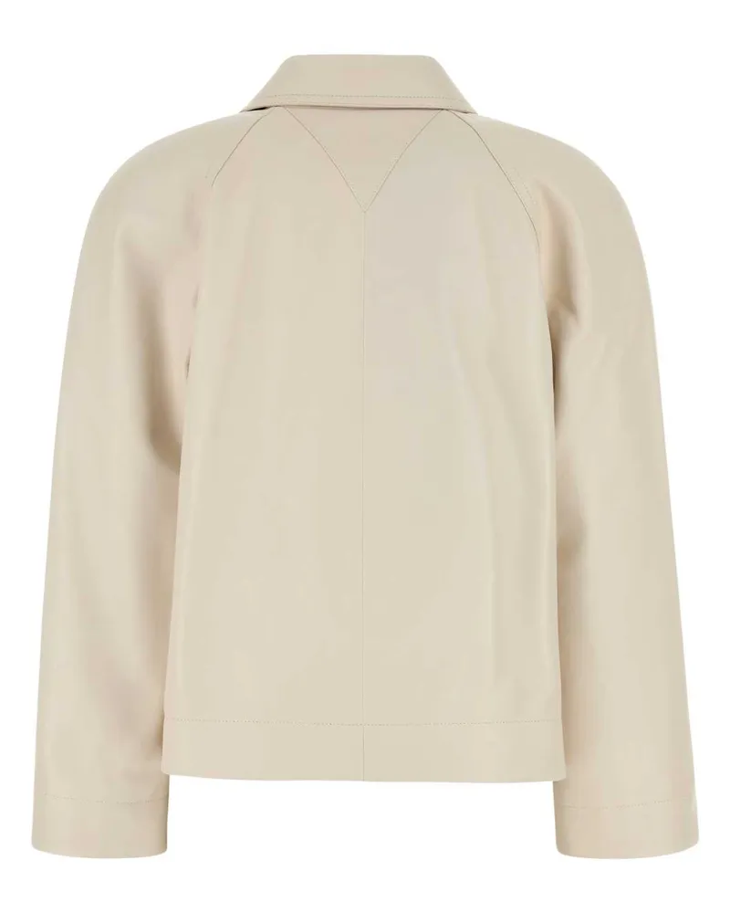 Bottega Veneta Women's Ivory Leather Jacket Palemeringue Giacche E Gilet Beige