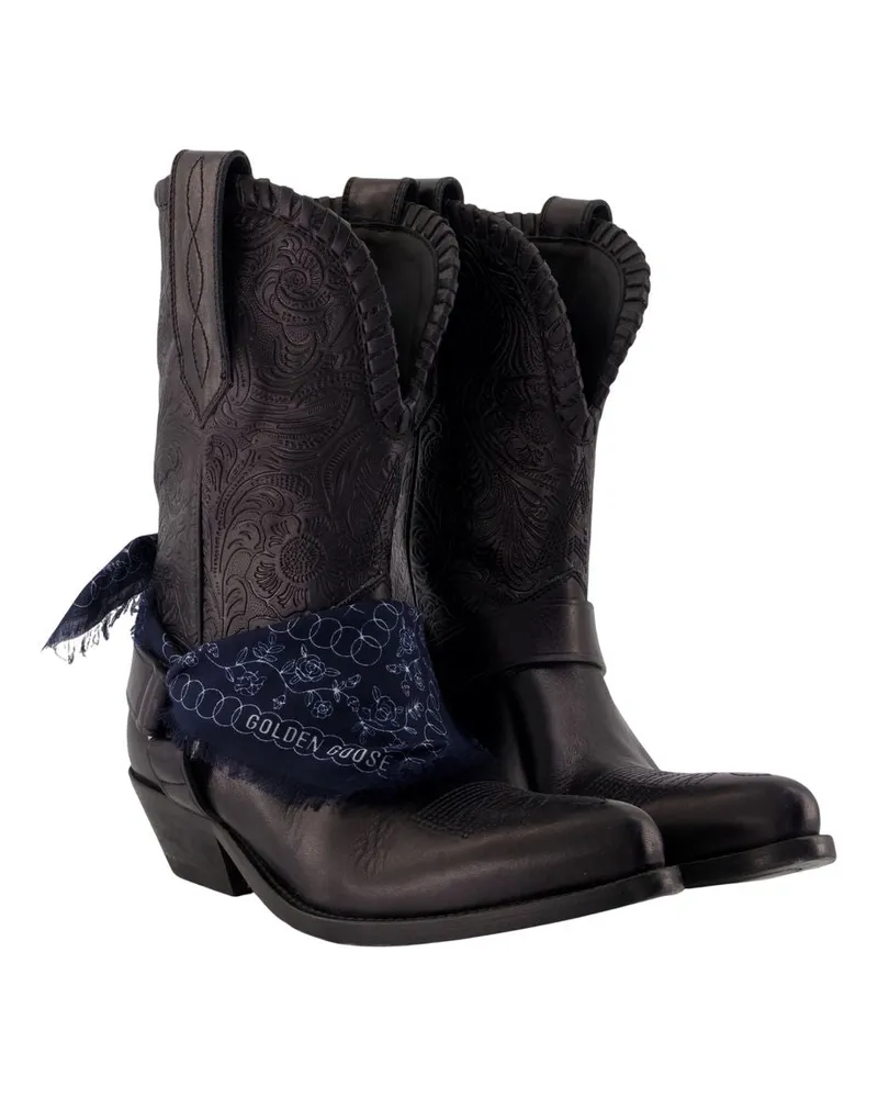 Golden Goose Women's Wish Star Ankle Boots -  Leather Black Calfskin Shoes Ankle-Boots Black