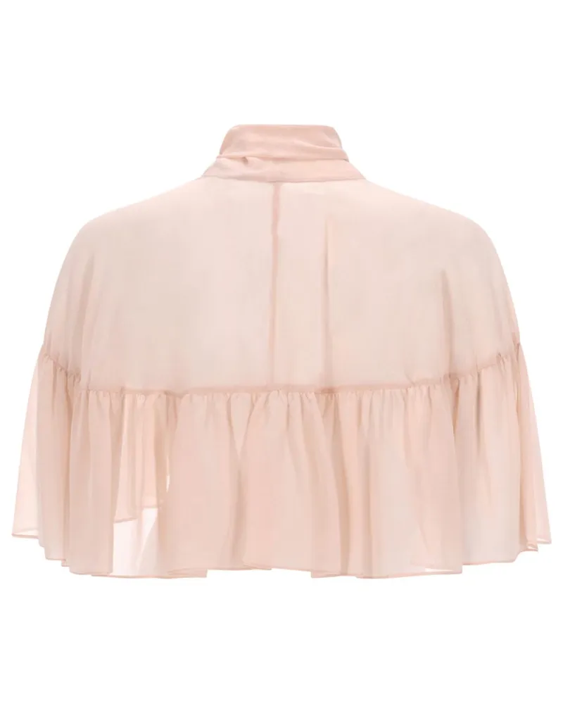 Max Mara Silk Bow Cape — Pink Pink