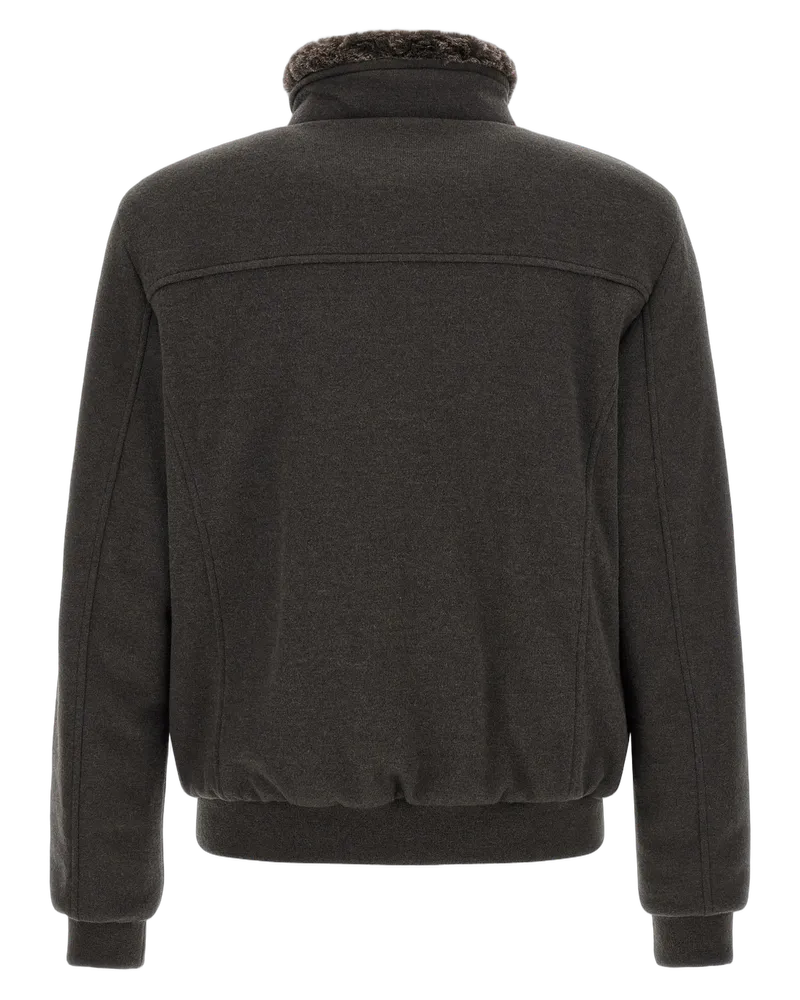 MOORER Men's Brown Wool Bomber Clothing Brown