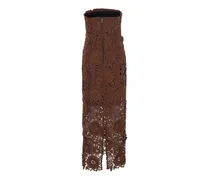 Floral Lace Midi Dress — Brown