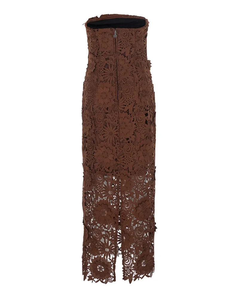 ROTATE Birger Christensen Women's Midi Dress Brown Tech Fabric Polyester Brown