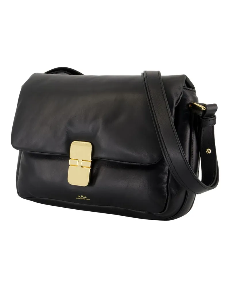 A.P.C. Women's Grace Soft Crossbody -  Leather Black Cowhide Bags Shoulder-Hobo-Bags Black