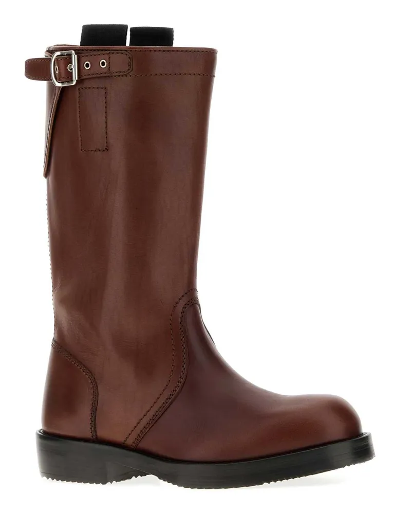 Dries van Noten Women's Chocolate Leather Boots Burgundy Sneaker Brown