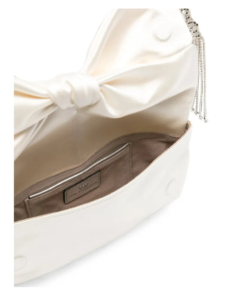Anya Hindmarch Bow and Crystal Fringe Clutch — White White