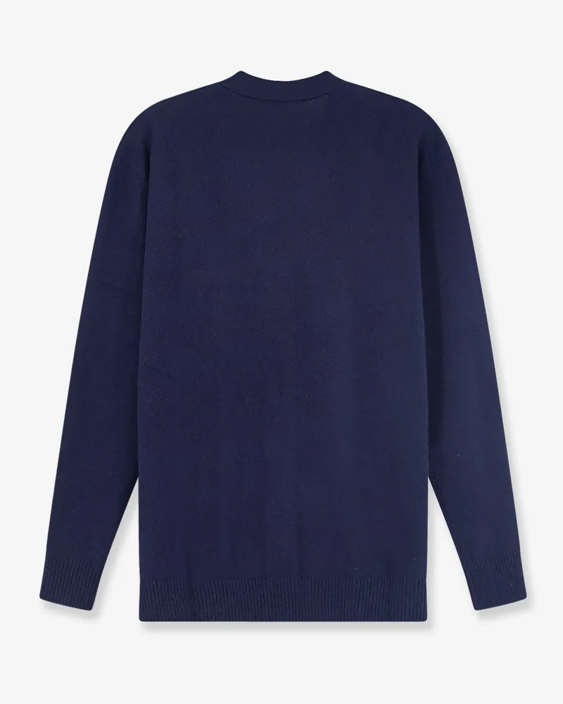 ASPESI Women's Cardigan V-Neck Blue Wool-Cashmere Sweater Blue