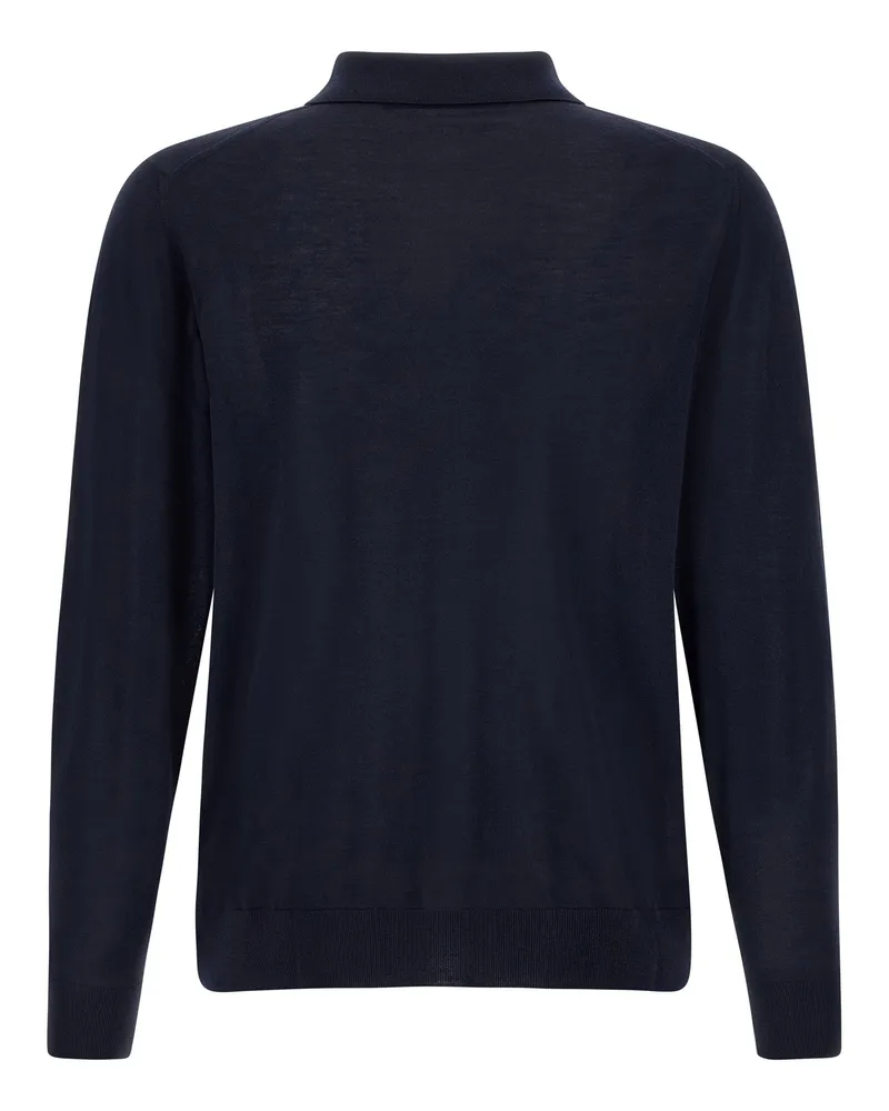Kiton 14-Micron Wool Polo Shirt — Navy Navy