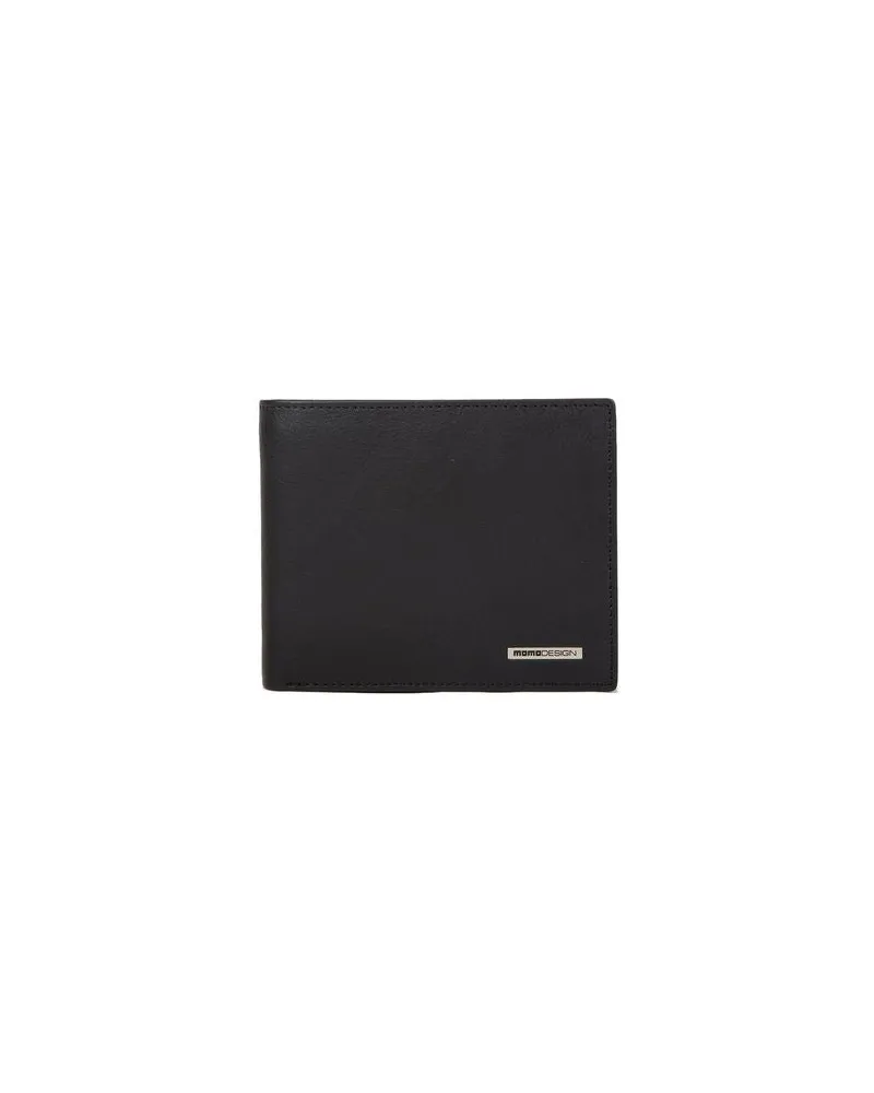 MOMO DESIGN Men's Wallet Black Leather Bags Black