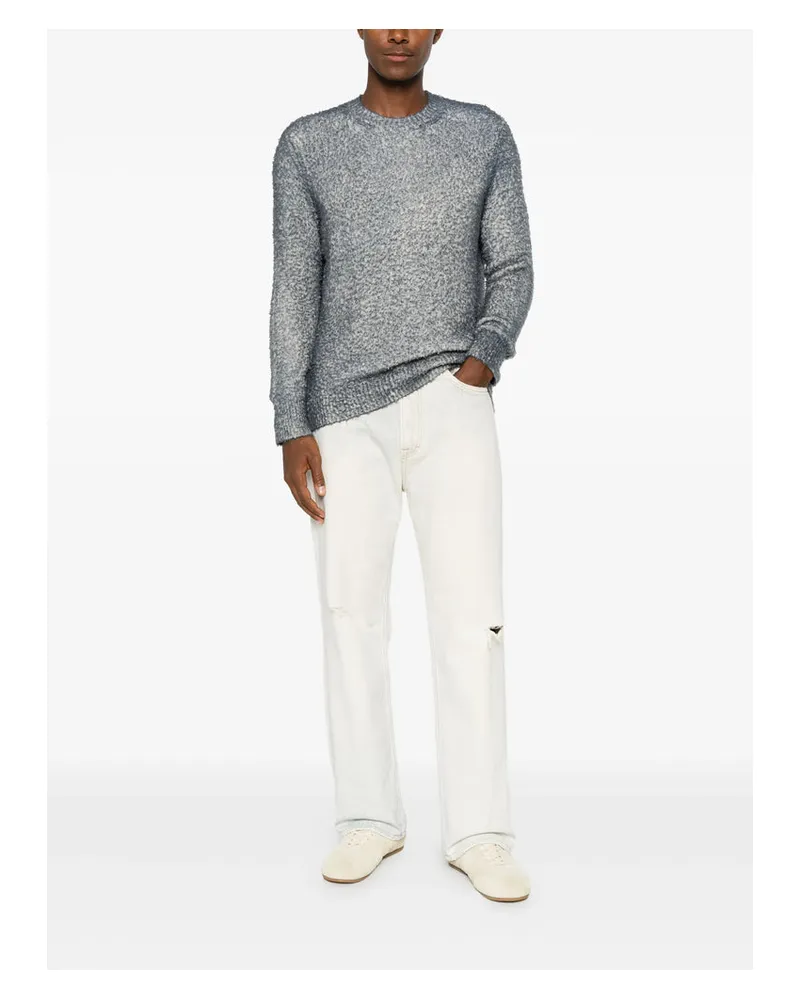 Avant Toi Bouclé Knit Crewneck Sweater — Gray Gray