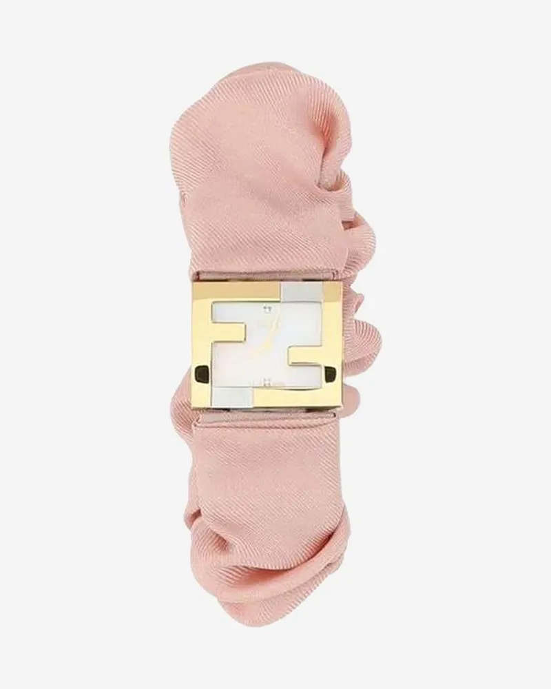 Fendi Women's Baguette Watch With Pink Satin Bracelet Watches Pink