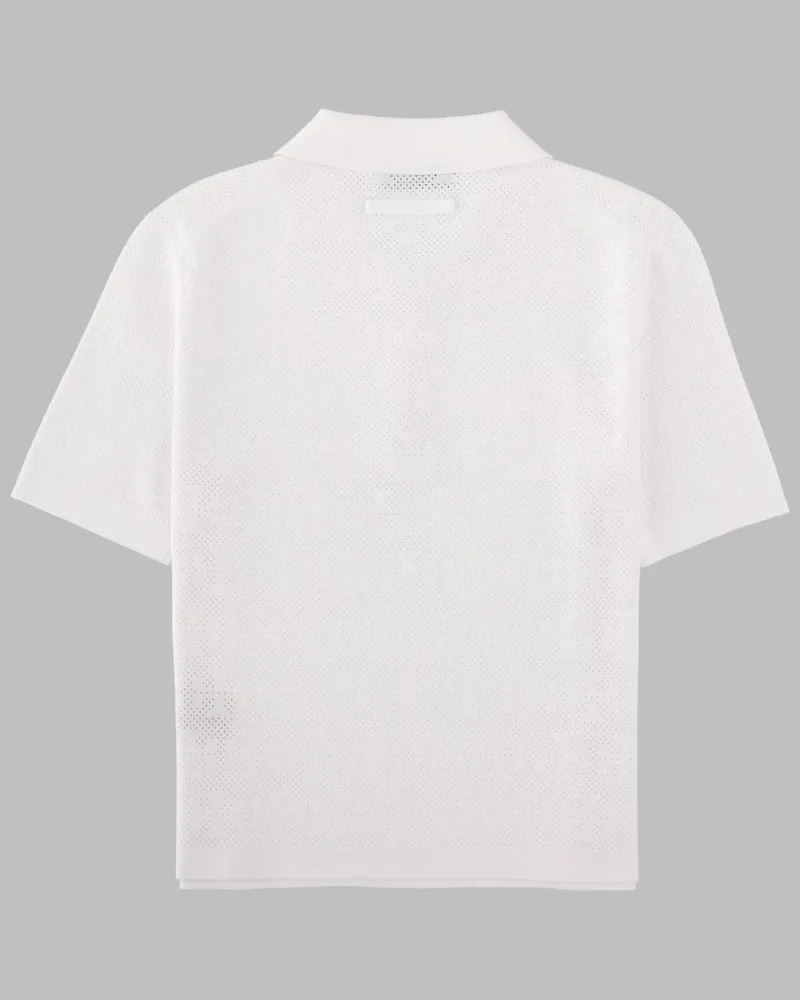 Tory Burch Viscose Pointelle Polo Shirt — White White