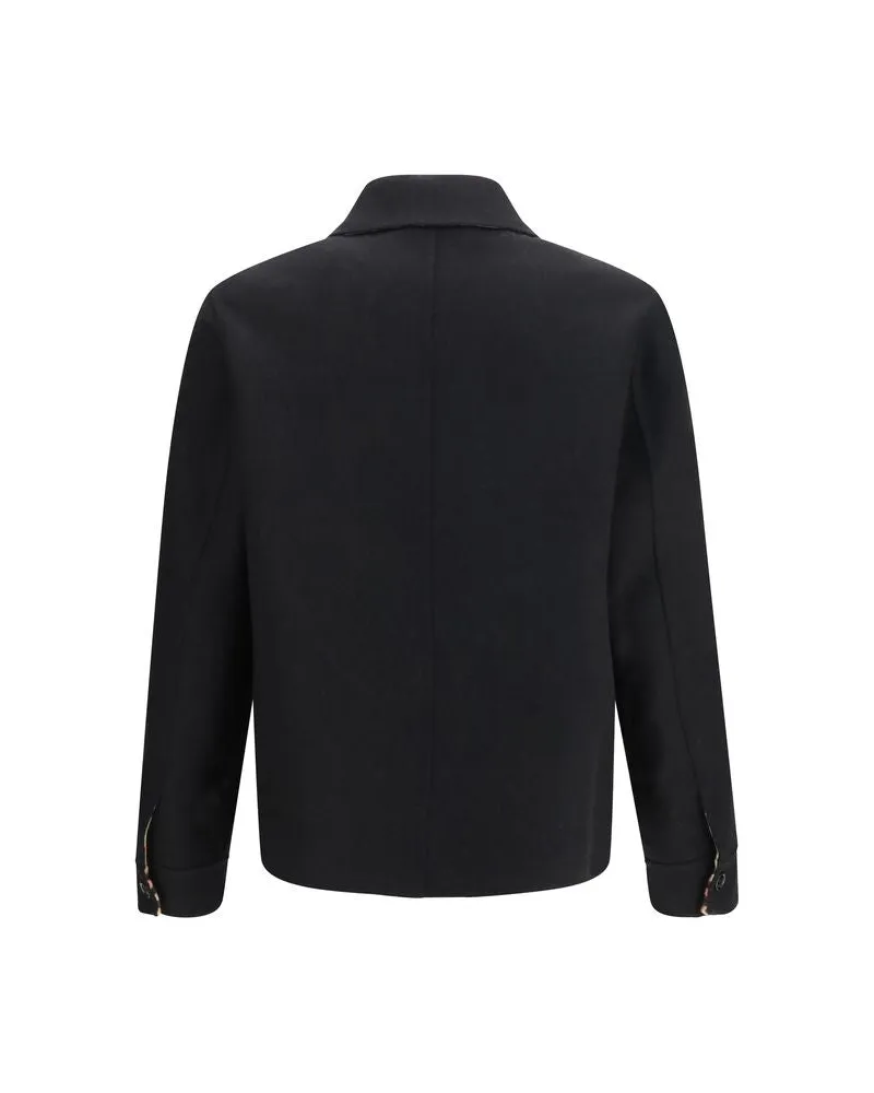 Burberry Herringbone Wool Jacket — Black Black