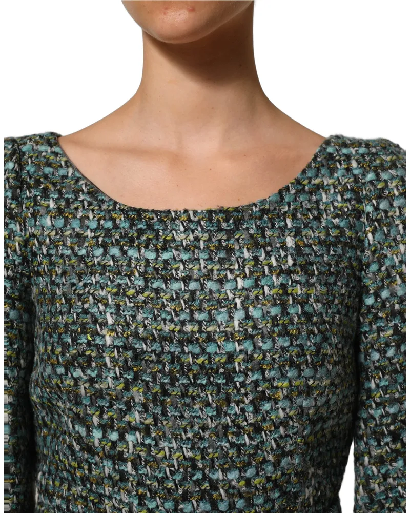 Dolce & Gabbana Women's Multicolor Tweed Belted Babydoll Mini Dress Acrylic Wool Polyester Nylon Multicolor