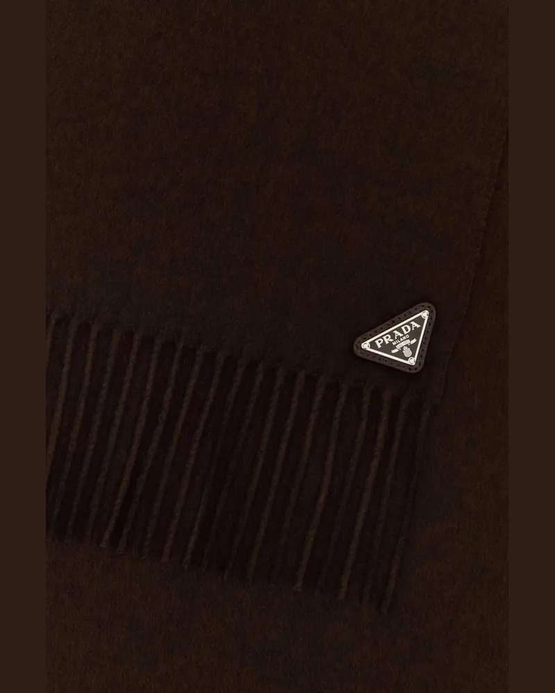 Prada Men's Fringed Silk Blend Scarf Brown Brown