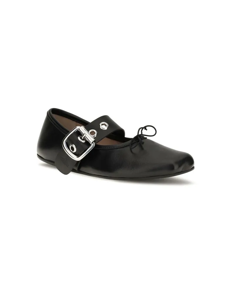 Vivienne Westwood Women's Black Calf Leather Bos Taurus Ballet Flats Black