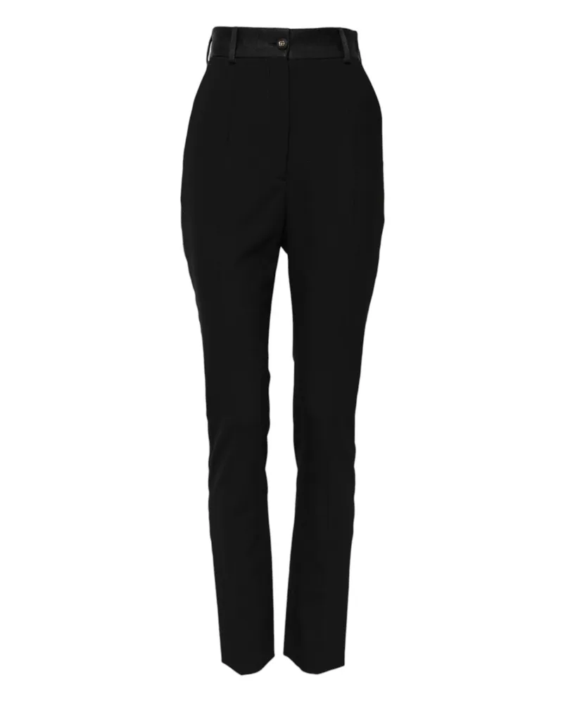 Dolce & Gabbana Women Black Wool High Waist Skinny Pants Black
