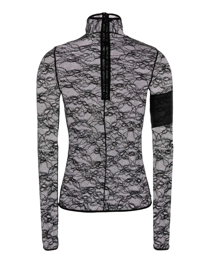 Courrèges Women's Black Stretch Lace Top Exterior: Nylon Elastane Maglie Sweater Black