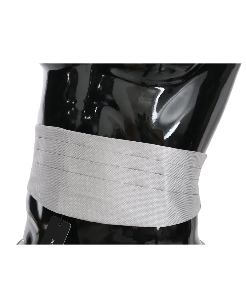 Dolce & Gabbana Gray Men Waist Belt Silk Cummerbund Gray
