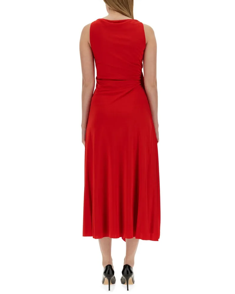 Lanvin Viscose Knit Drape Dress — Red Red