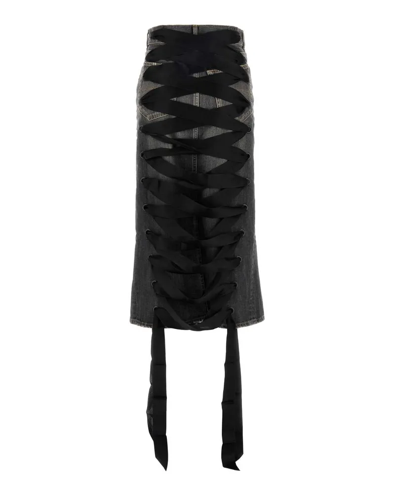 Balenciaga Women's Black Denim Skirt Dark Grey Exterior: Cotton Gonne Gray