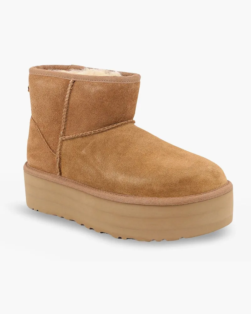 UGG Women's Classic Mini Platform Suede Ankle Boots Brown Brown