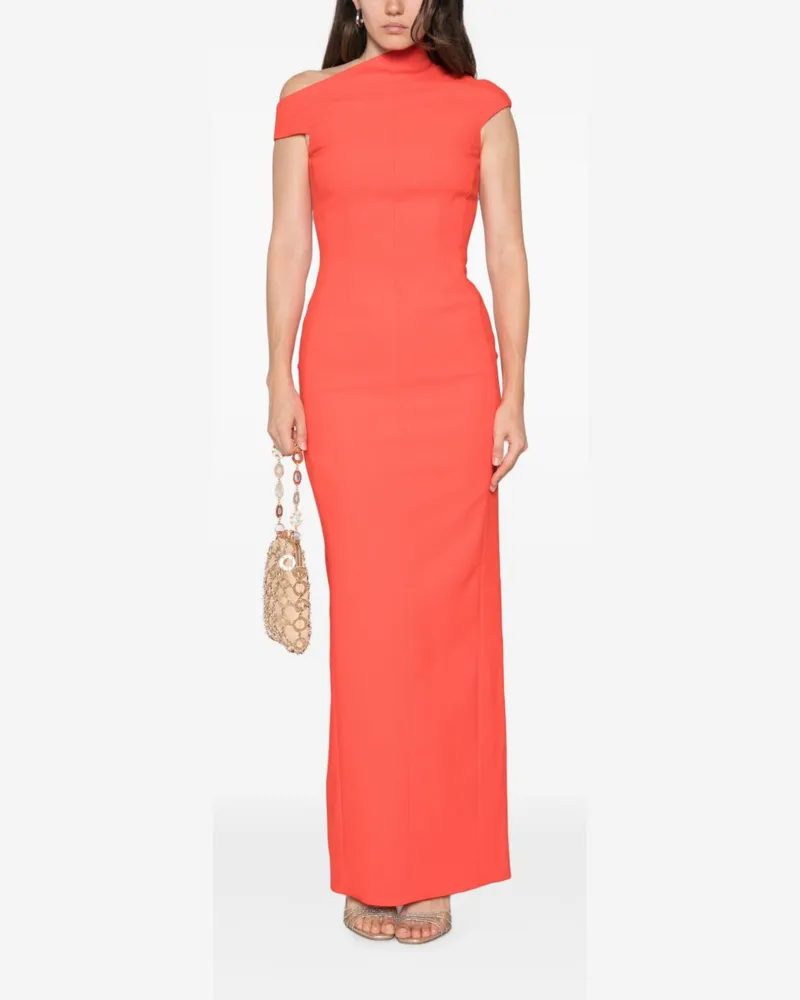 Solace London Asymmetric Neck Sleeveless Dress — Red Red