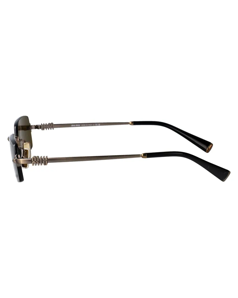 Miu Miu 0MU Old Gold Metal Rectangle Sunglasses — Gold Gold