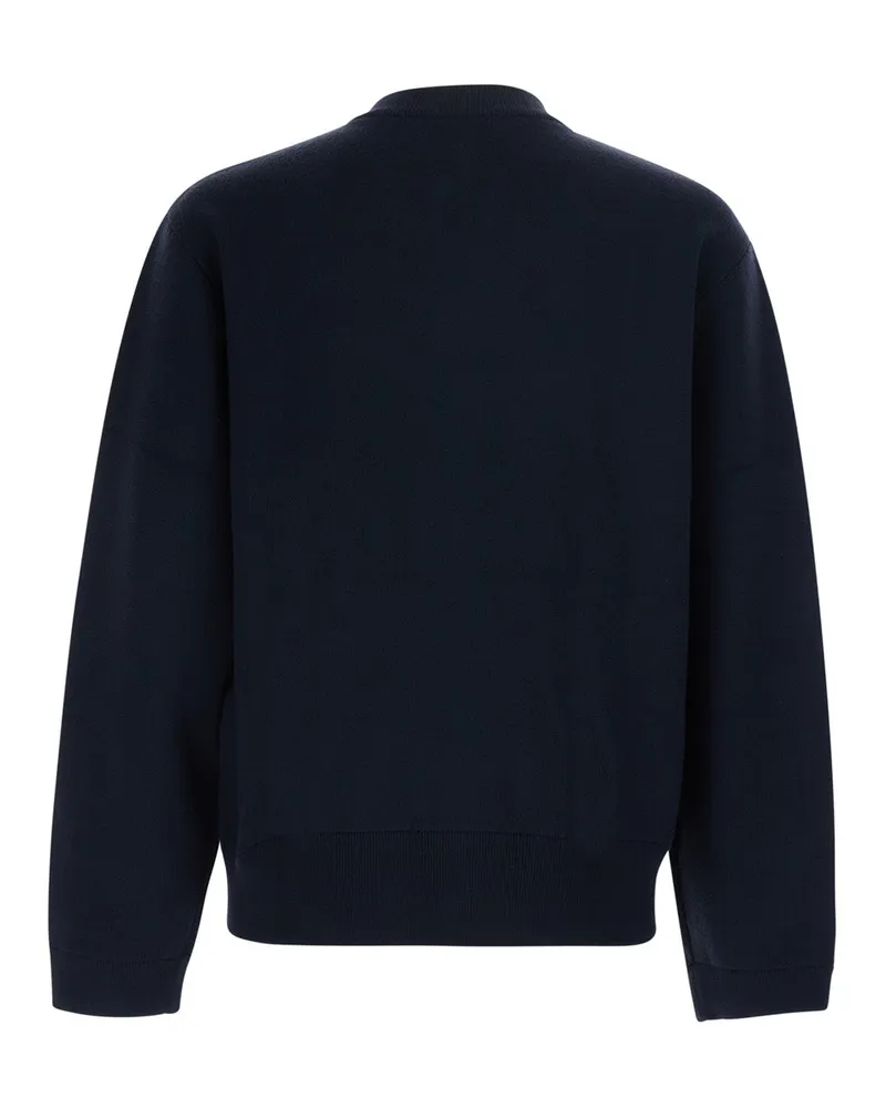 Emporio Armani Men's V-Neck Wool Pullover Blue Tops Top Blue